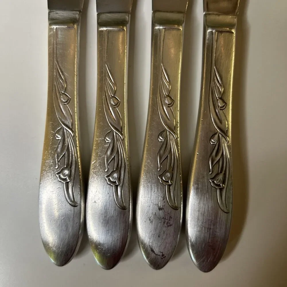 Vintage Stainless Steel Flatware Dinner Knife Knives Set Of 4 lightweight